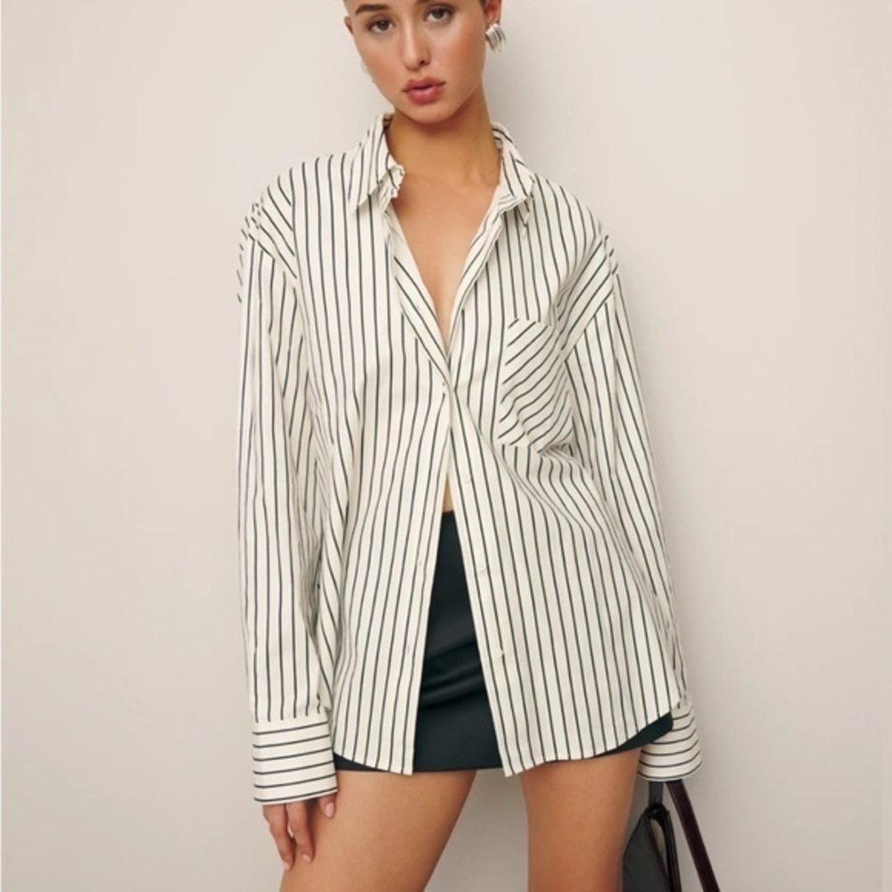 NWOT Reformation Will Oversized Shirt Savoy Stripe